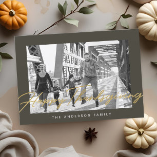 Modern Happy Thanksgiving Family Photo Holiday Card