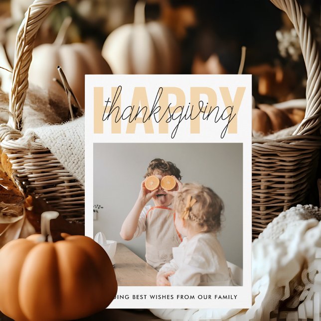 Modern Happy Thanksgiving Family Photo Invitation (Creator Uploaded)