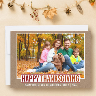 Modern Happy Thanksgiving Family Photo Kraft Holiday Card
