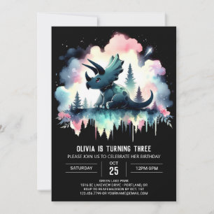 Modern Happy Triceratops Birthday Invitation