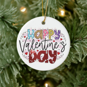 Modern Happy Valentine's Day Ceramic Tree Decoration
