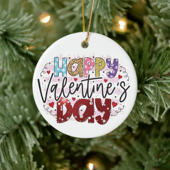 Modern Happy Valentine's Day Ceramic Tree Decoration (Tree)