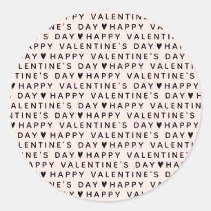 Modern Happy Valentines Day Classic Round Sticker