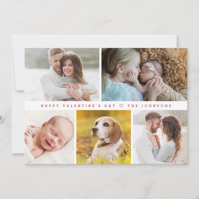 Modern Happy valentine's day Custom family Photos Holiday Card (Front)