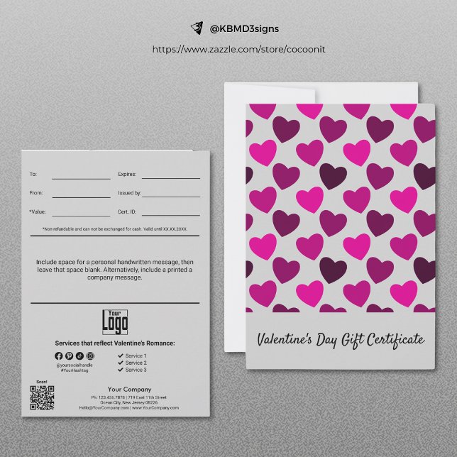 Modern Happy Valentine's Day Gift Certificate (Modern Happy Valentine's Day Gift Certificate, Heart Pattern, Marketing Tool)