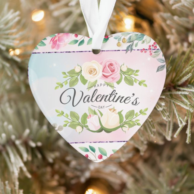 Modern Happy Valentine's Day Ornament (Tree)