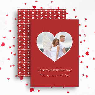 Modern Happy Valentine's Day Red Photo Holiday Card