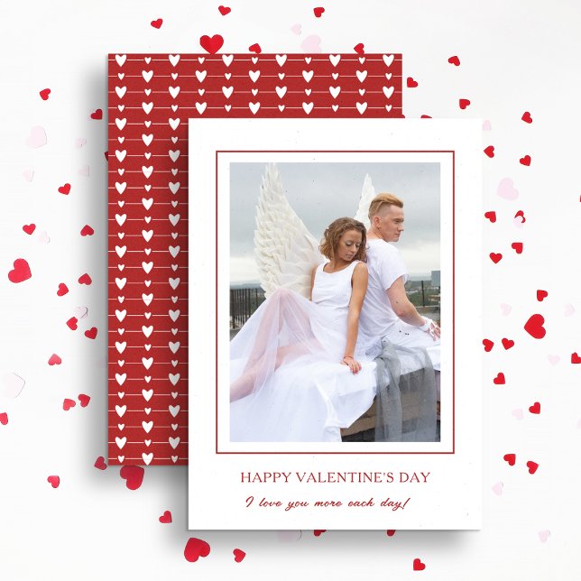 Modern Happy Valentine's Day Red Photo Holiday Card (Creator Uploaded)