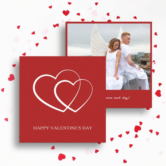 Modern Happy Valentine's Day Red Photo Holiday Card (Creator Uploaded)
