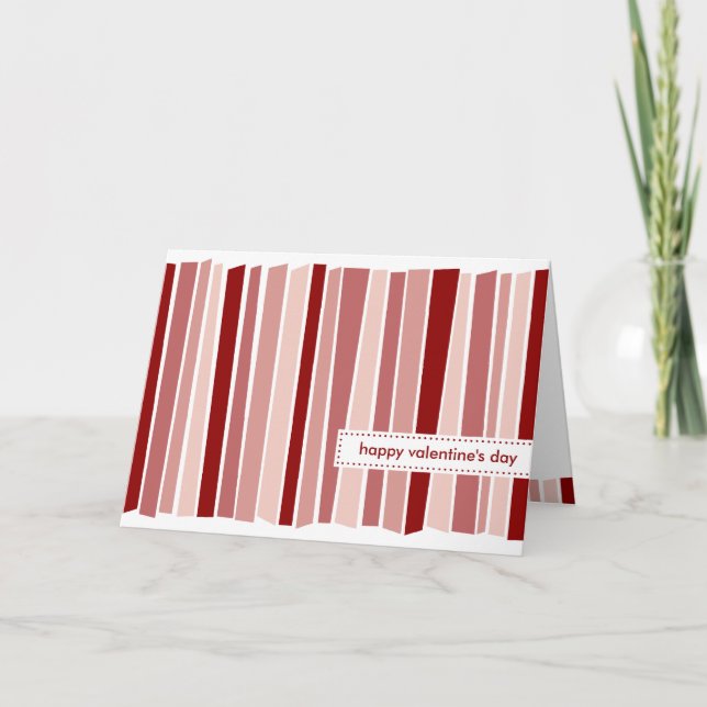 Modern Happy Valentine's Day Striped Cards (Front)