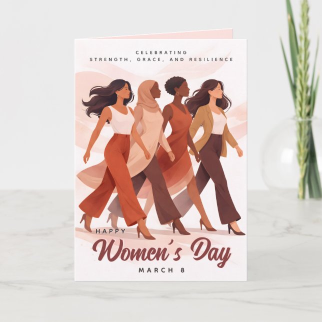 Modern Happy Women's Day Celebration March 8  Card (Front)