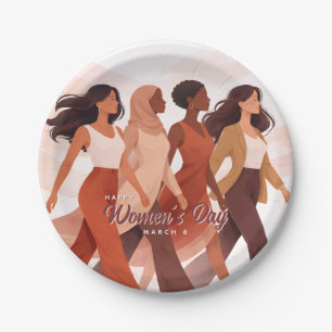 Modern Happy Women's Day Celebration March 8 Paper Plate
