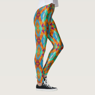 Modern Harlequin Diamonds - Bright Bold Colourful Leggings