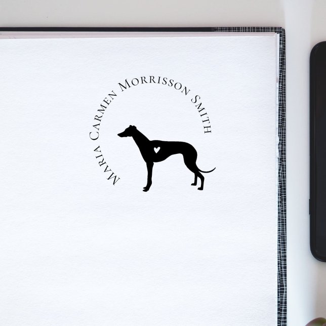 Modern Hart Dog Custom Name Library Book Rubber Stamp (Creator Uploaded)