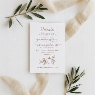 Modern Harvest Pumpkin Wedding Details Card