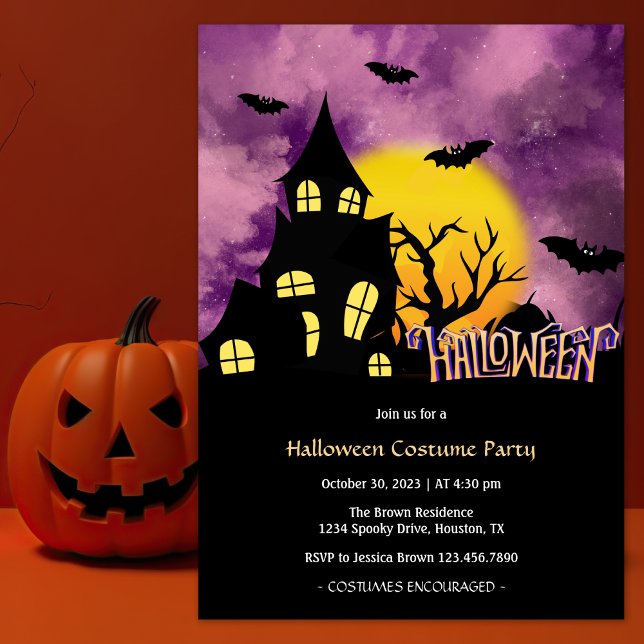 Modern Haunted House Halloween Costume Party Invitation (Creator Uploaded)