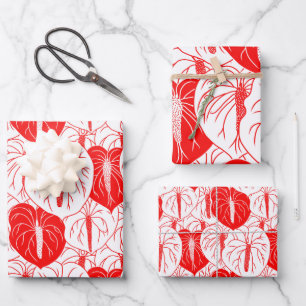 Modern Hawaiian Anthurium print pattern Wrapping Paper Sheet