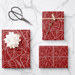 Modern Hawaiian Anthurium print pattern Wrapping Paper Sheet