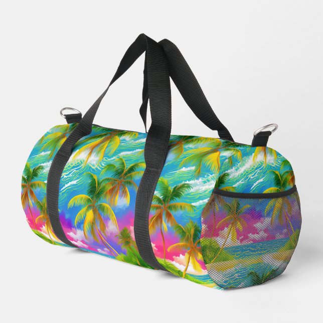 Modern hawaiian print duffle bag (Right Corner)