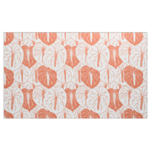 Modern Hawaiian print pattern anthurium Fabric