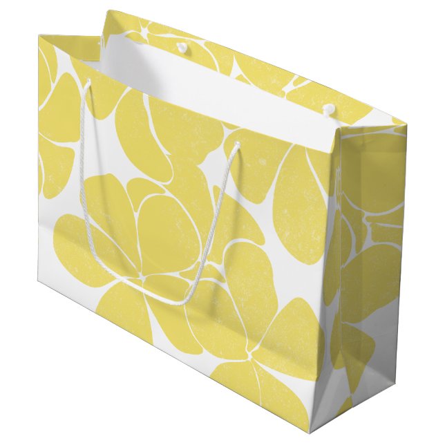 Modern Hawaiian Print pattern Plumerias Large Gift Bag (Front Angled)