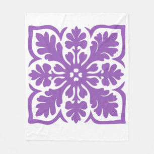 Modern Hawaiian Quilt Purple Island Design Fleece Blanket