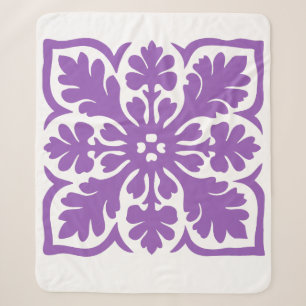 Modern Hawaiian Quilt Purple Island Design Sherpa Blanket