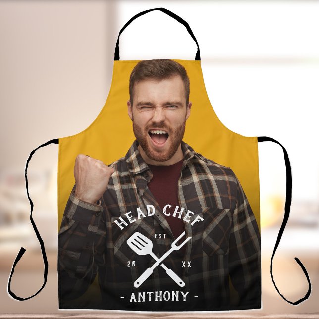 Modern Head Chef Cool Name Men's Apron (Creator Uploaded)