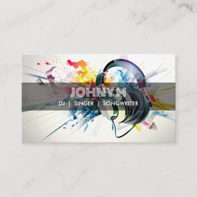 Modern Headphones DJ Songwriter Music Singer Business Card (Front)