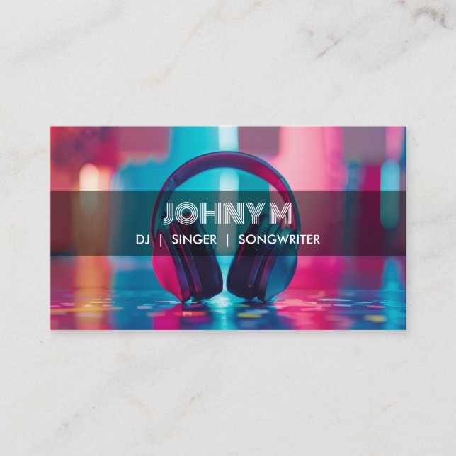 Modern Headphones DJ Songwriter Music Singer Business Card (Front)