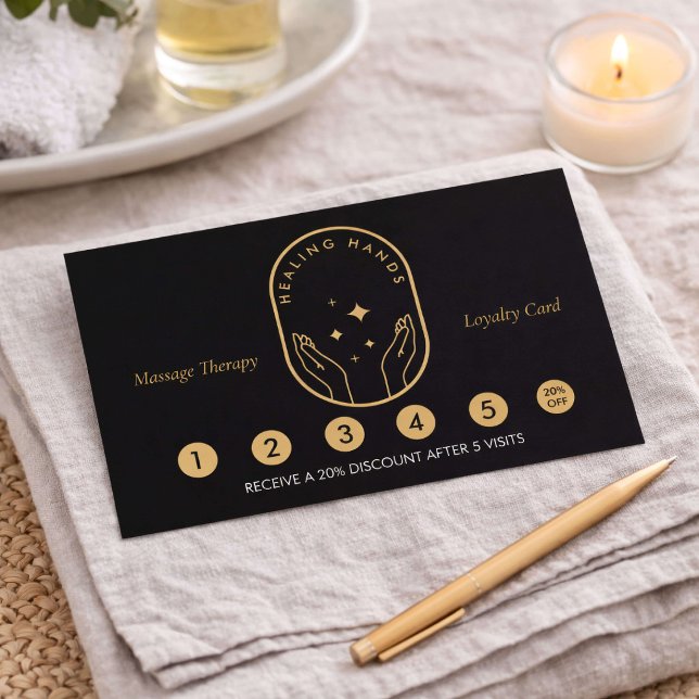 Modern Healing Hands Massage Therapy Loyalty Card (Creator Uploaded)