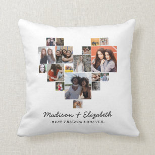 Modern Heart 18 Photo Collage Best Friends Forever Cushion