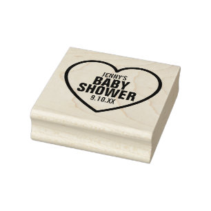 Modern Heart Baby Shower Sprinkle Favour Rubber Stamp