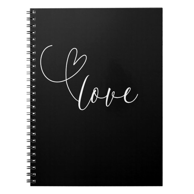 Modern Heart Black White Wedding Bridal Shower  Notebook (Front)