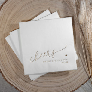 Modern Heart Cheers Wedding Foil Napkins