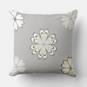 Modern Heart Flowers on Silver Dust Cushion