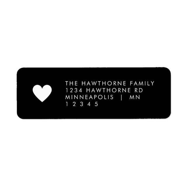 Modern Heart Minimal Black Chic Send Love Address  (Front)