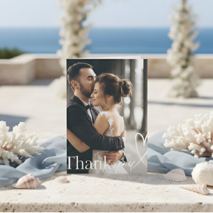Modern Heart Minimalist Photo Wedding Thank You Card