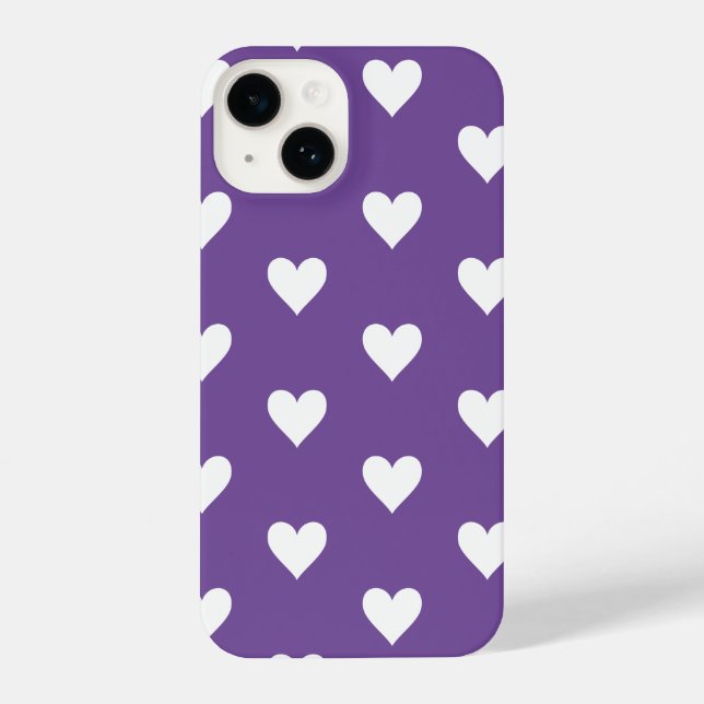 Modern Heart Pattern Purple White iPhone Case (Back)