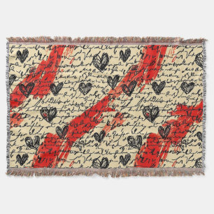 Modern Heart Pattern with Script Background (10) Throw Blanket