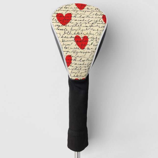 Modern Heart Pattern with Script Background (11) Golf Head Cover (Front)