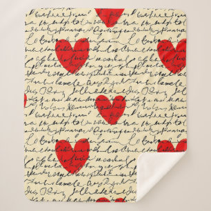 Modern Heart Pattern with Script Background (11) Sherpa Blanket