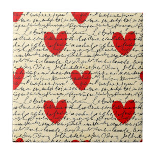 Modern Heart Pattern with Script Background (11) Tile