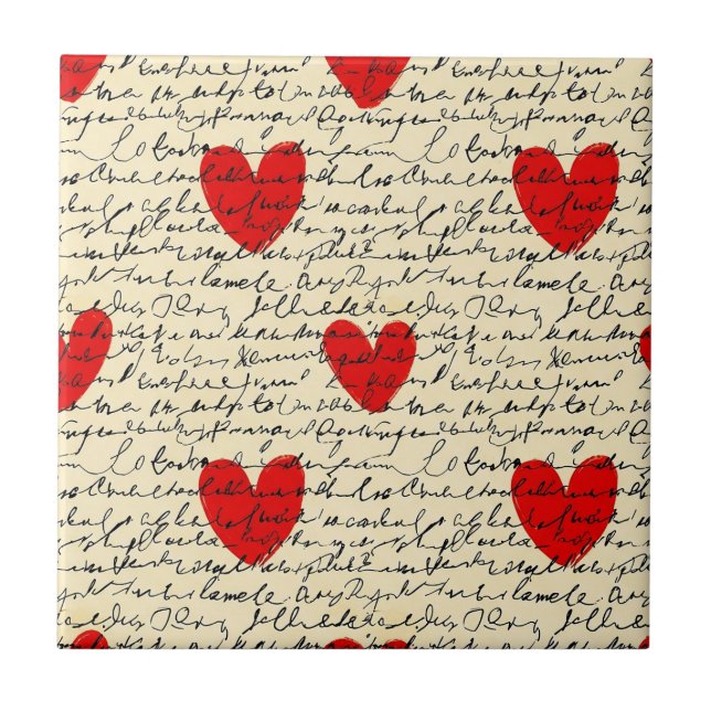 Modern Heart Pattern with Script Background (11) Tile (Front)