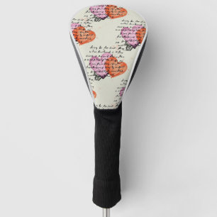 Modern Heart Pattern with Script Background (12) Golf Head Cover
