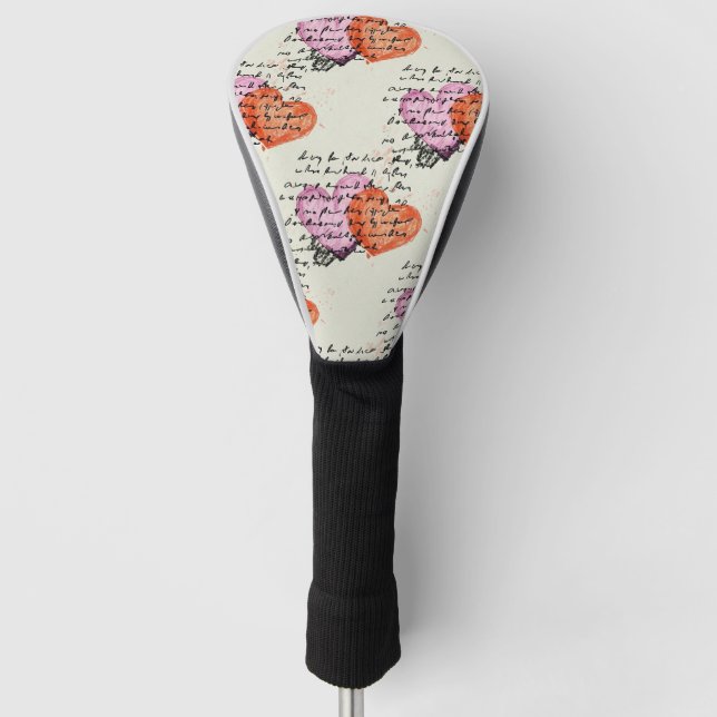 Modern Heart Pattern with Script Background (12) Golf Head Cover (Front)