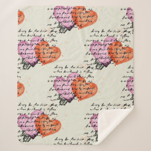 Modern Heart Pattern with Script Background (12) Sherpa Blanket