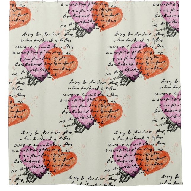 Modern Heart Pattern with Script Background (12) Shower Curtain (Front)