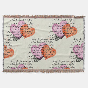 Modern Heart Pattern with Script Background (12) Throw Blanket