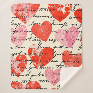 Modern Heart Pattern with Script Background (13) Sherpa Blanket